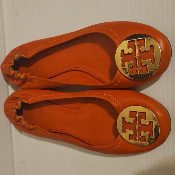 Tory Burch Reva Orange Ballet Flats Sz 8,5 - Picture 3 of 13